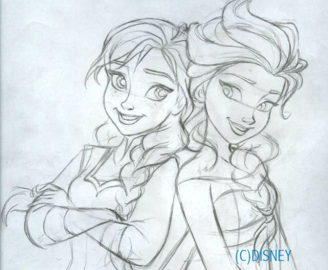 640x526 Sisters By Steve Thompson. Draw Elsa, Anna And - Elsa Anna Sketch
