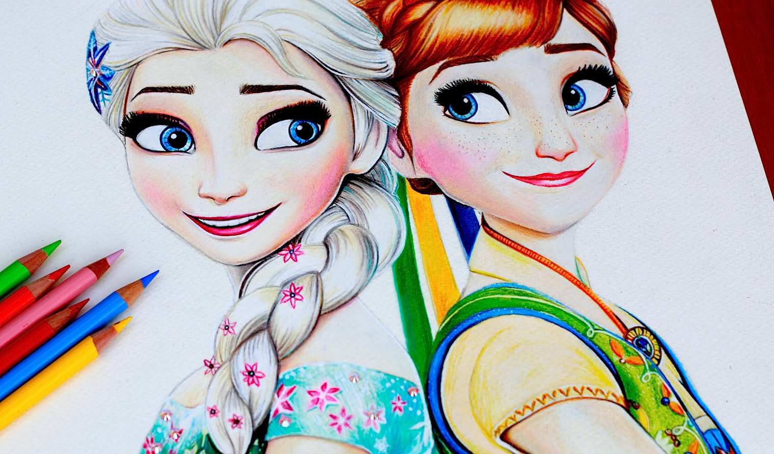 1518x890 Elsa Amp Anna Drawing Frozen Fever - Elsa Anna Sketch
