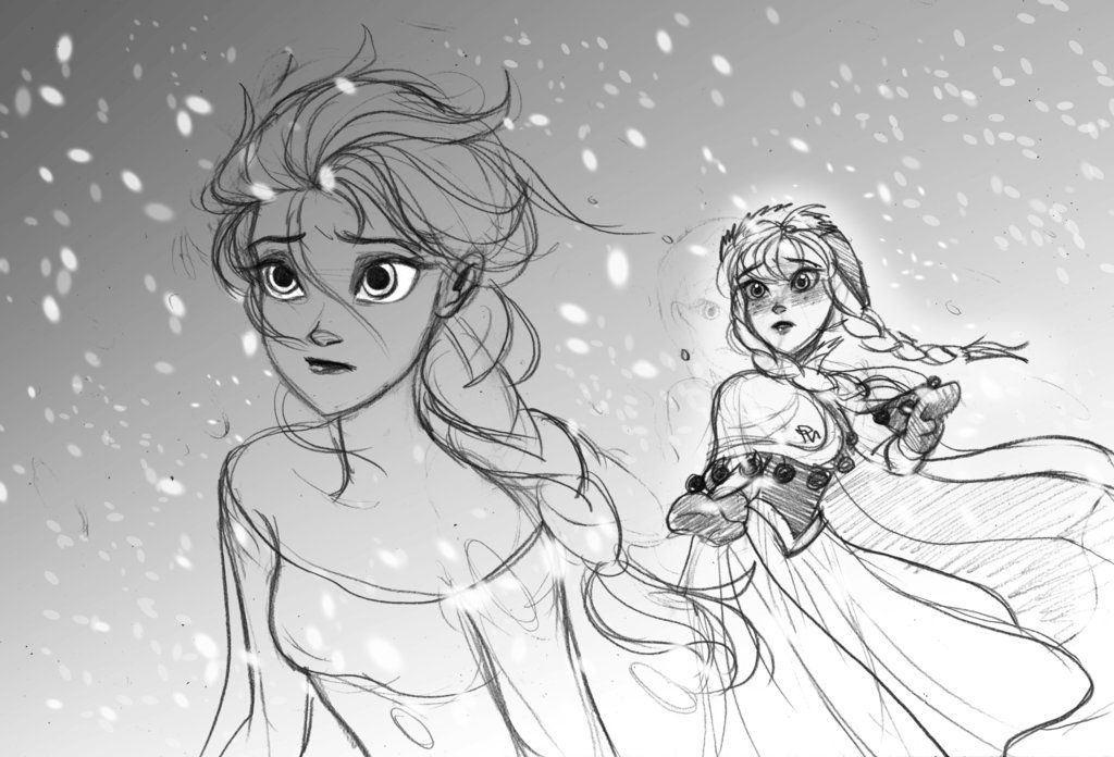 1024x696 Elsa And Anna - Elsa Frozen Sketch