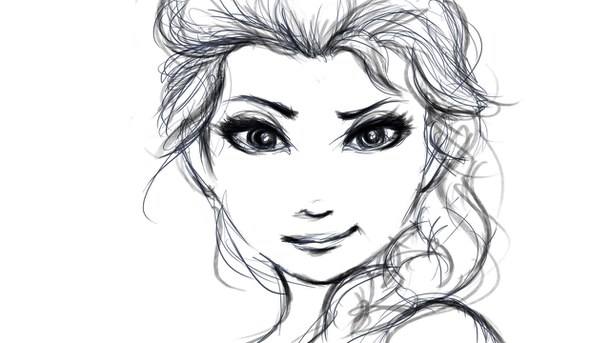 610x343 Cartoon, Draw, Elsa, Frozen, Princess, Sketch - Elsa Frozen Sketch