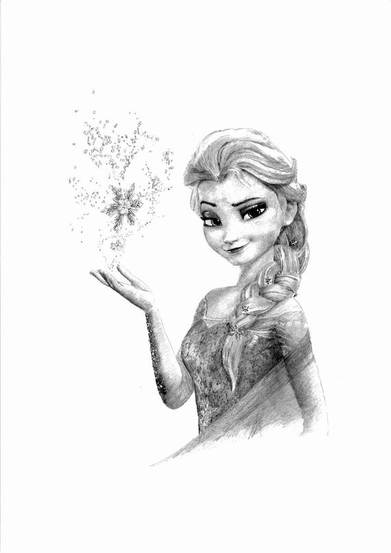 570x807 Frozen Elsa Pencil Drawing Etsy - Elsa Pencil Sketch