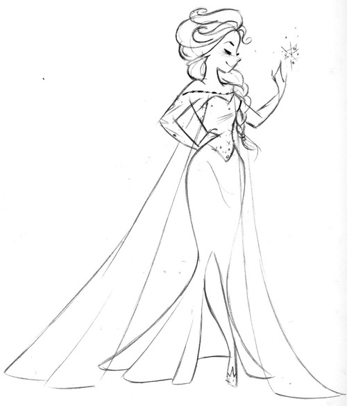 500x585 Queen Elsa Sketch Via Tumblr On We Heart It - Elsa Sketch