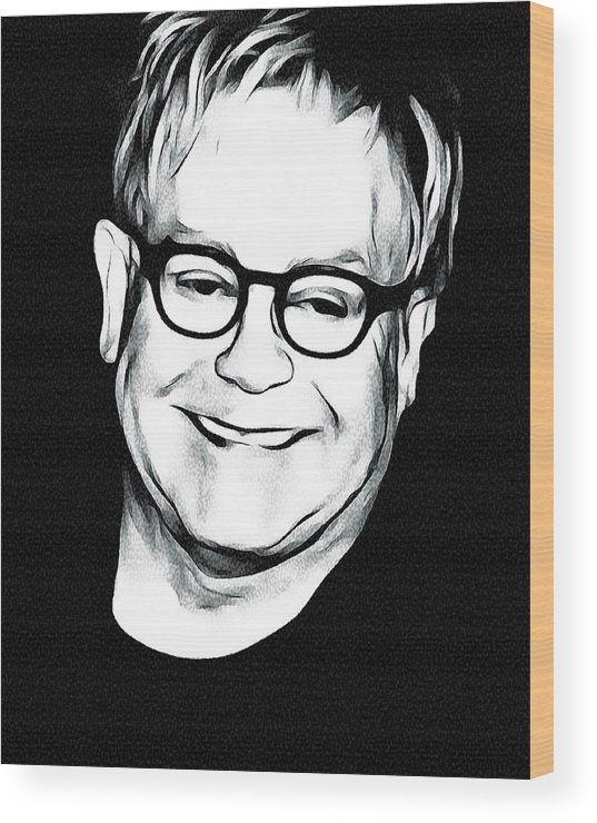537x740 Elton John Black And White Wood Print By Yury Malkov - Elton John Sketch