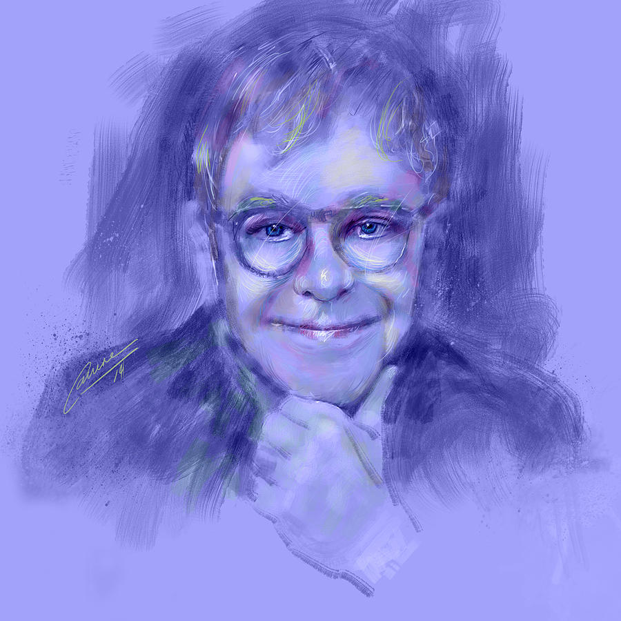 900x900 Elton John Painting By Carrene Sink - Elton John Sketch