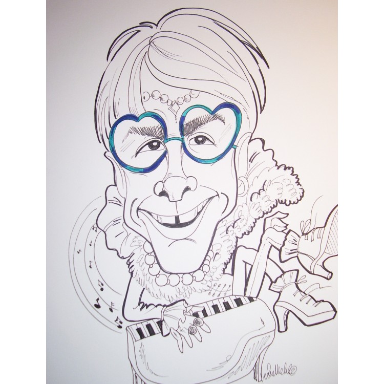 750x750 Elton John Rock And Roll Caricature, Artwork - Elton John Sketch