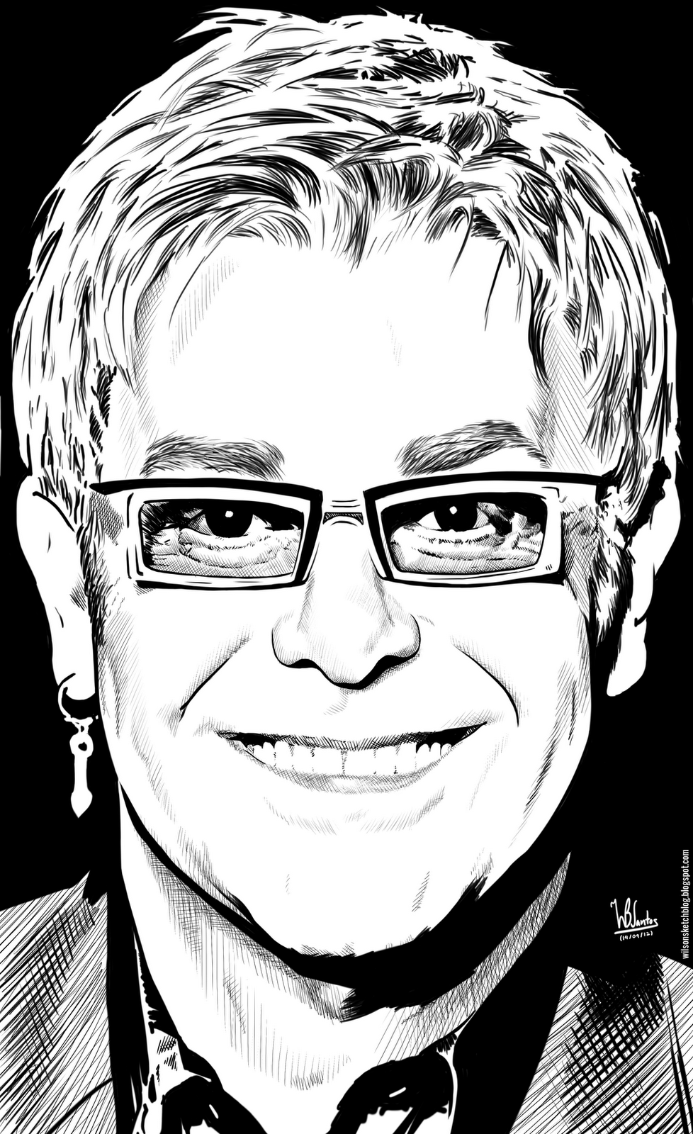 978x1600 Elton John By Wilson B. Jantos ~ Ink Drawing Celebrities - Elton John Sketch