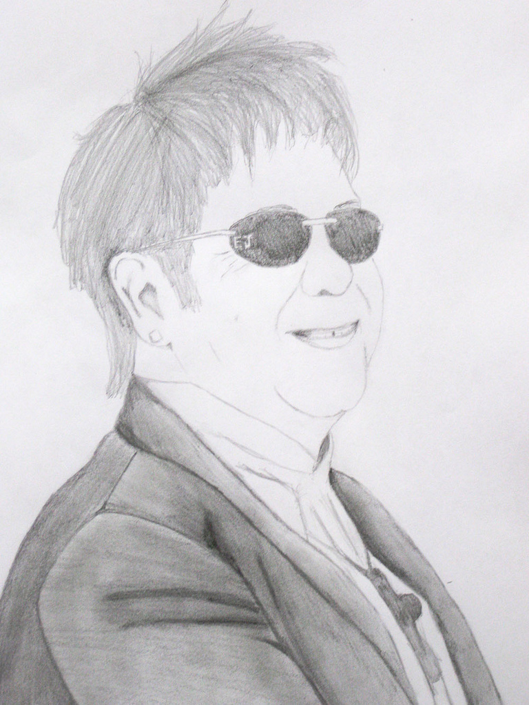 768x1024 Elton John Drawing 5 Just For Thomas, The Most Talented - Elton John Sketch