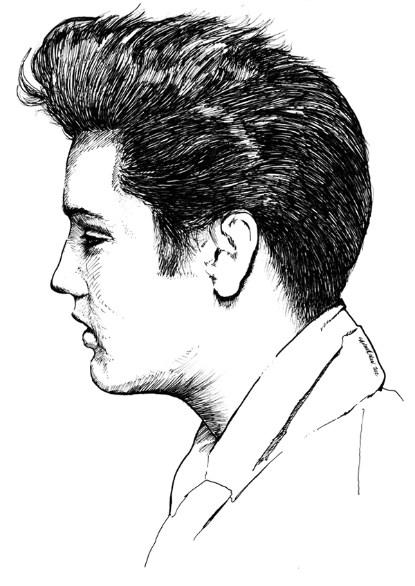 600x848 Elvis On Behance - Elvis Presley Sketch