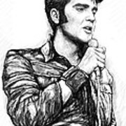 180x180 Elvis Presley Art Drawing Sketch Portrait Art Print By Kim Wang - Elvis Presley Sketch