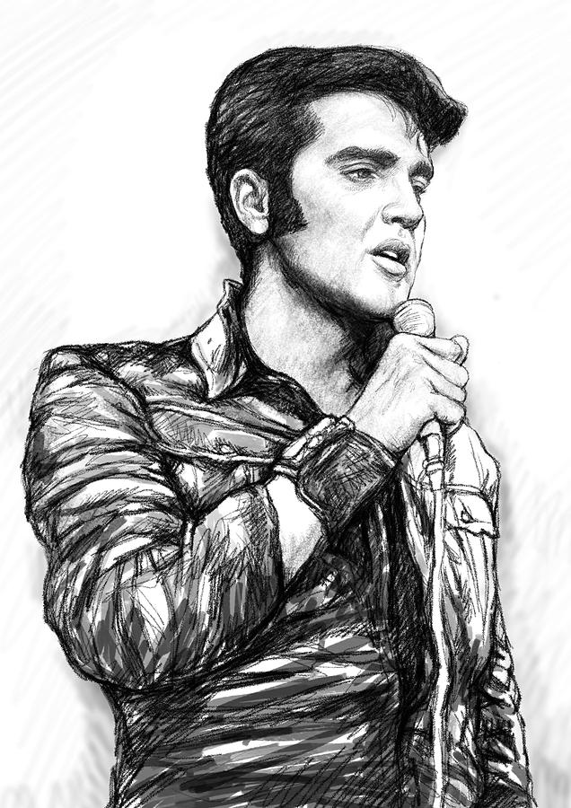 636x900 Elvis Presley Art Drawing Sketch Portrait Painting By Kim Wang - Elvis Sketch