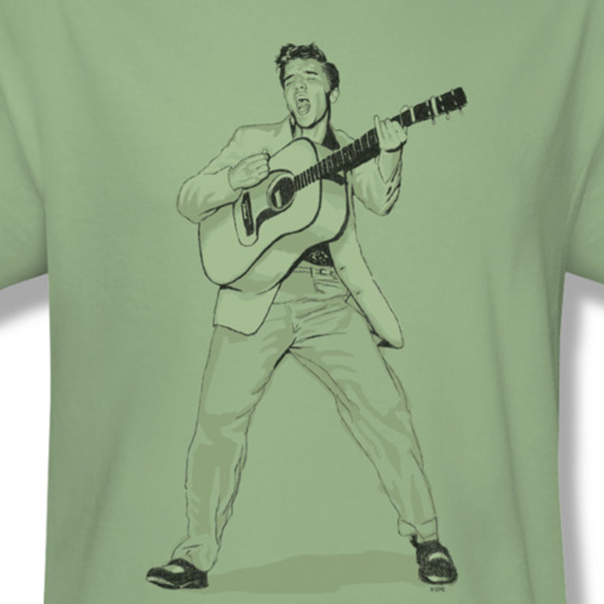 1200x1200 Elvis Presley With Guitar Sketch T Shirt - Elvis Sketch