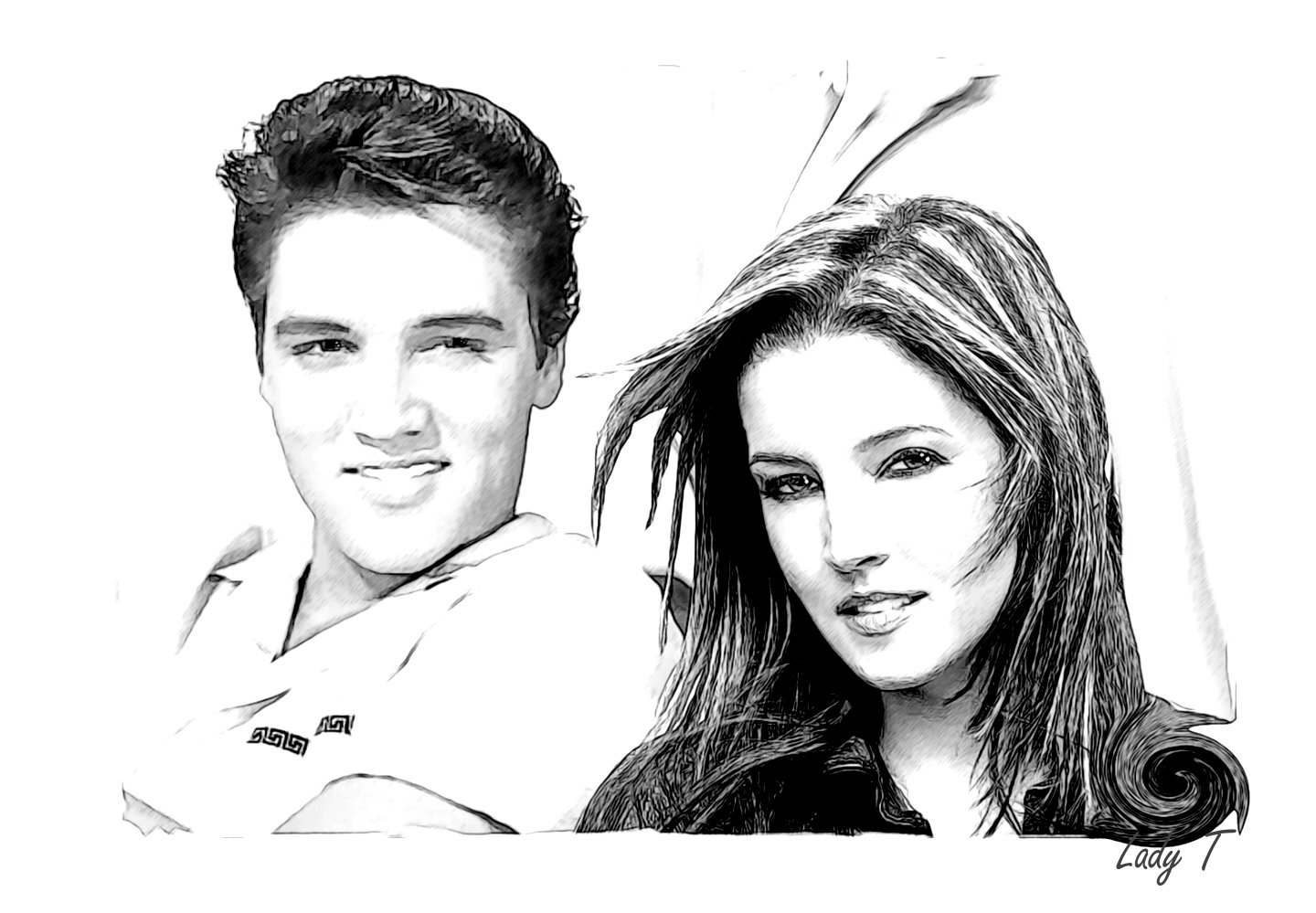1440x999 Elvis And Lisa Marie Sketch Teresa0223 Foundmyself - Elvis Sketch