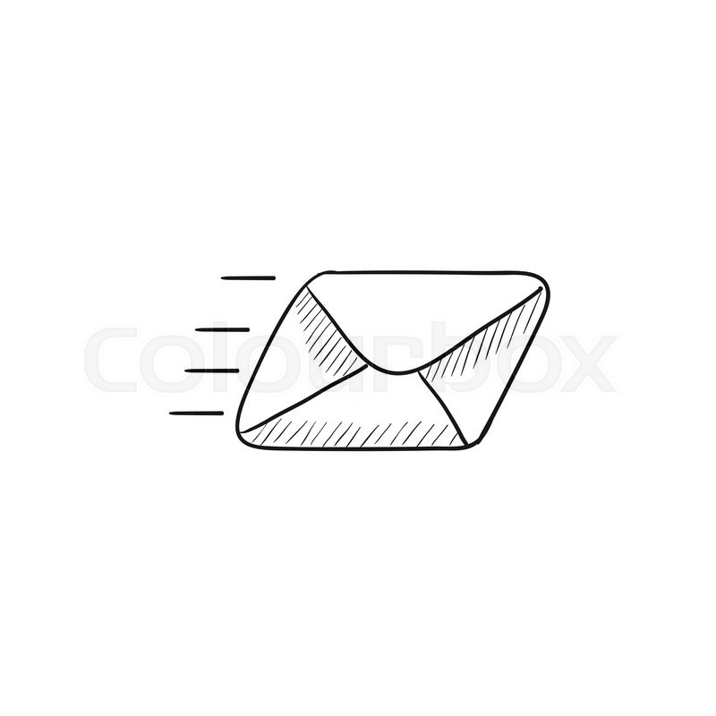 800x800 Flying Email Vector Sketch Icon Isolated On Background. Hand Drawn - Email Sketch