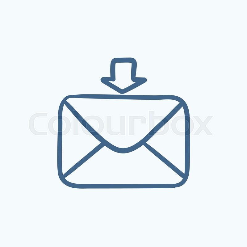 800x800 Incoming Email Vector Sketch Icon Isolated On Background. Hand - Email Sketch