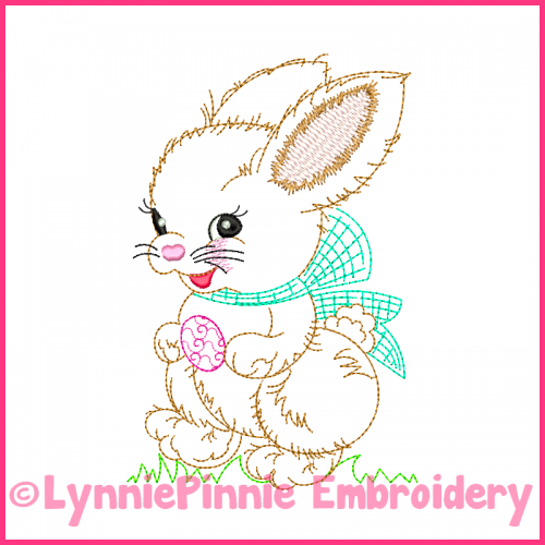 500x500 Vintage Easter Bunny Colorwork Sketch Embroidery Design 4x4 5x7 - Embroidery Designs Sketch