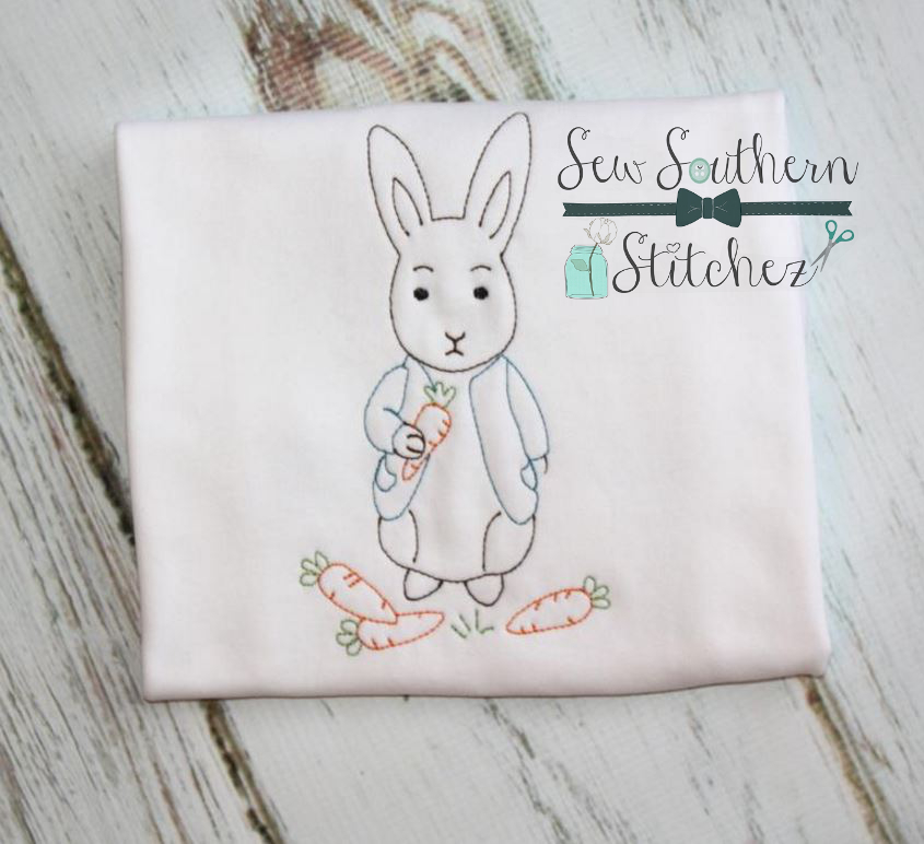 845x772 Vintage Sketch Stitched Boy Bunny Embroidery Design - Embroidery Designs Sketch