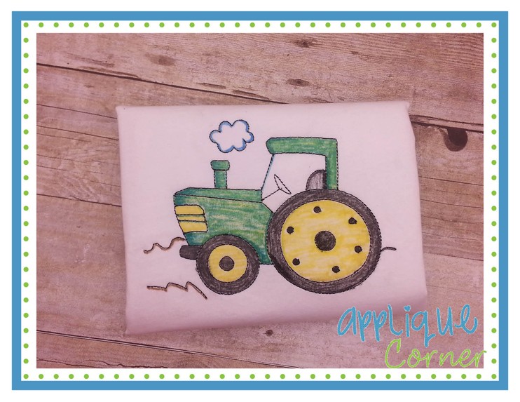 742x573 Applique Corner Applique Design Tractor Sketch Embroidery Design - Embroidery Designs Sketch