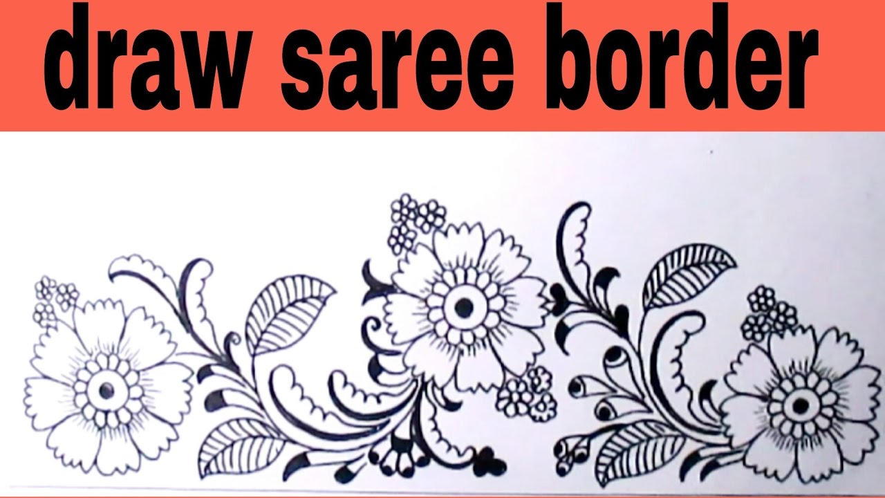 1280x720 Draw Saree Border For Embroidery Designs. Pencil Sketch Designs - Embroidery Designs Sketch