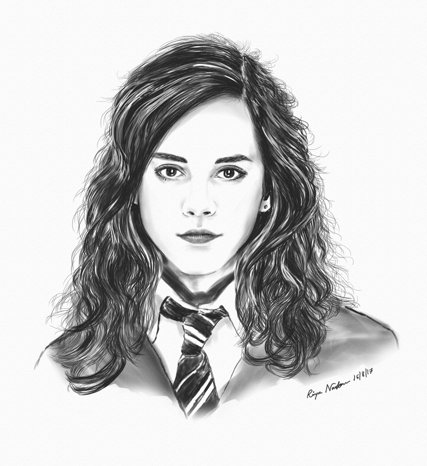 1400x1527 Miss. Hermione Granger, Aka Emma Watson Digital Sketch On Behance - Emma Watson Sketch