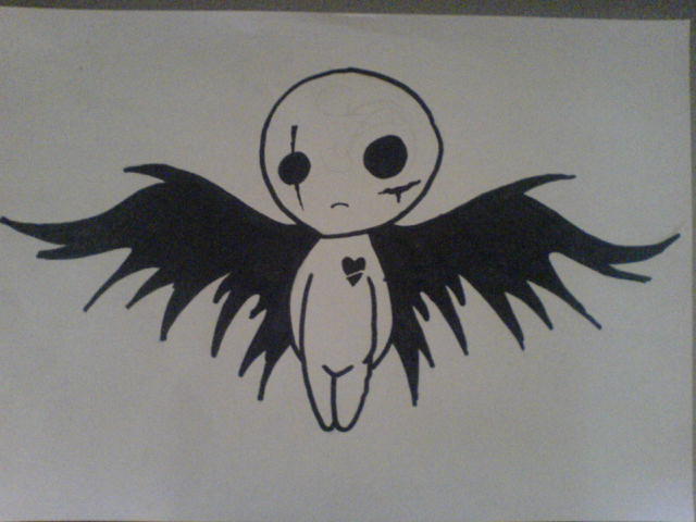640x480 Emo Angel Sketch Drawing Skill - Emo Angel Sketch