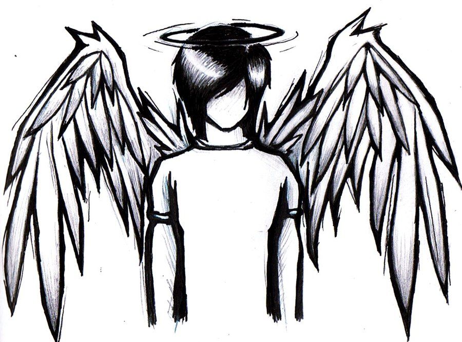 900x666 Boy Emo Angel Drawings Risovat Drawings, Emo And - Emo Angel Sketch