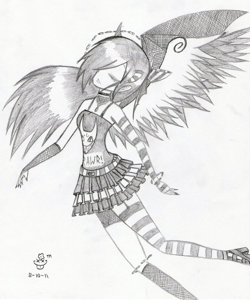 Emo Angel Sketch at PaintingValley.com | Explore collection of Emo ...