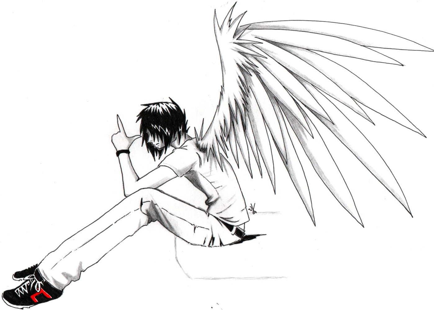 1398x999 Drawings Of Cute Angel Boys Anime Drawings Emo Anime Angel B...