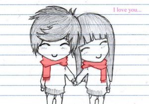 300x210 Cute Couples In Cartoon For Drawing Ideas About Cute Emo - Emo Couple Sketch