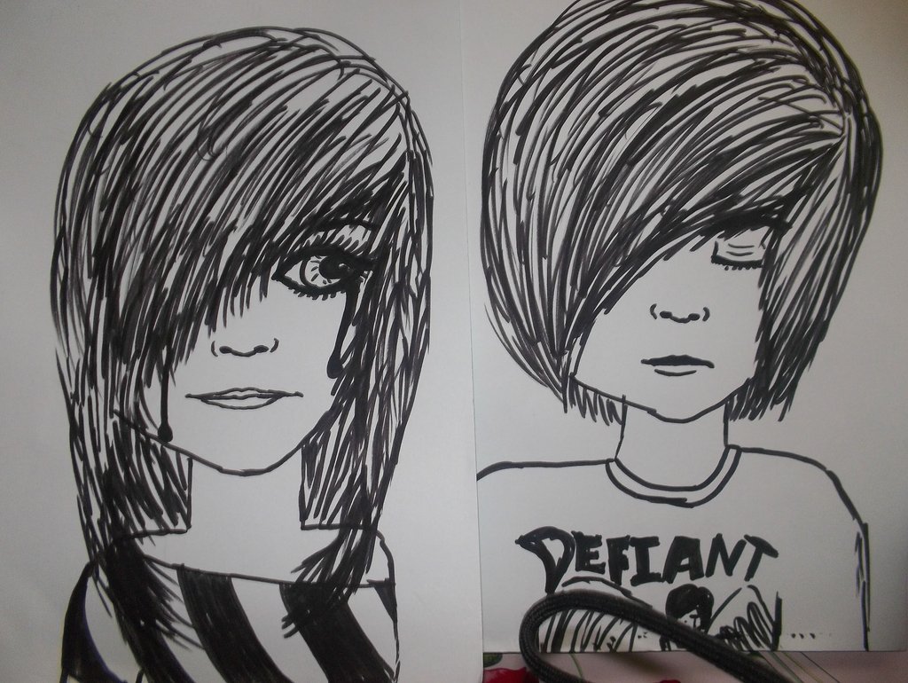 1024x770 Random Emo Couple Doodle With Permanent Marker 3 By - Emo Couple Sketch