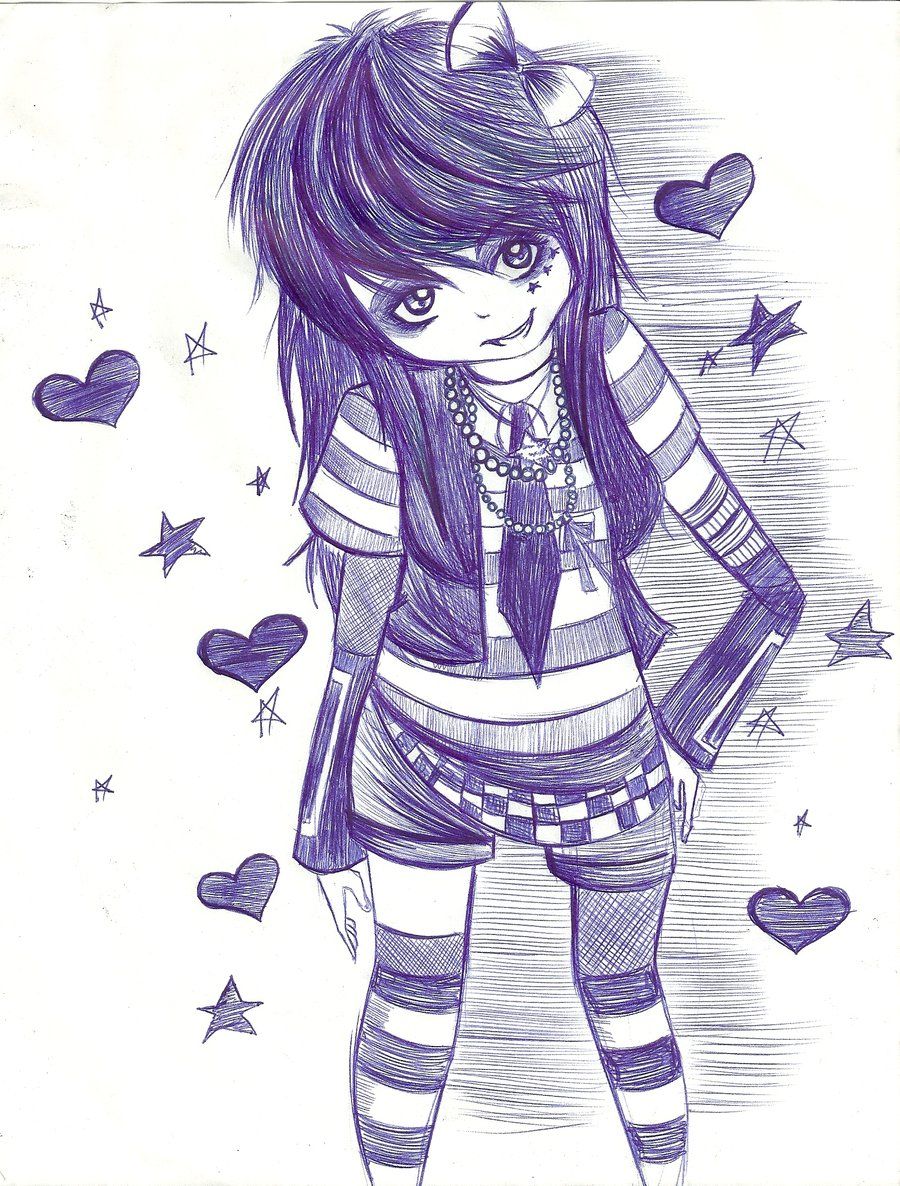 900x1186 Cute Emo Anime Drawings Emo Girl Sketch By ~sukina Chan On - Emo Girl Sketch