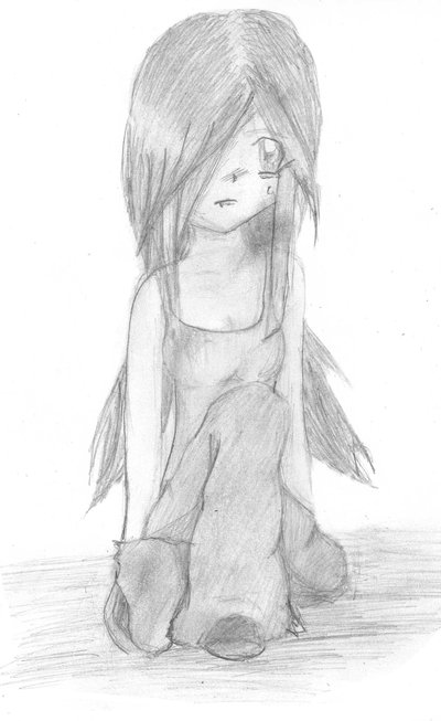 400x653 Emo Girl Sketch By Blood Stained Rose - Emo Girl Sketch