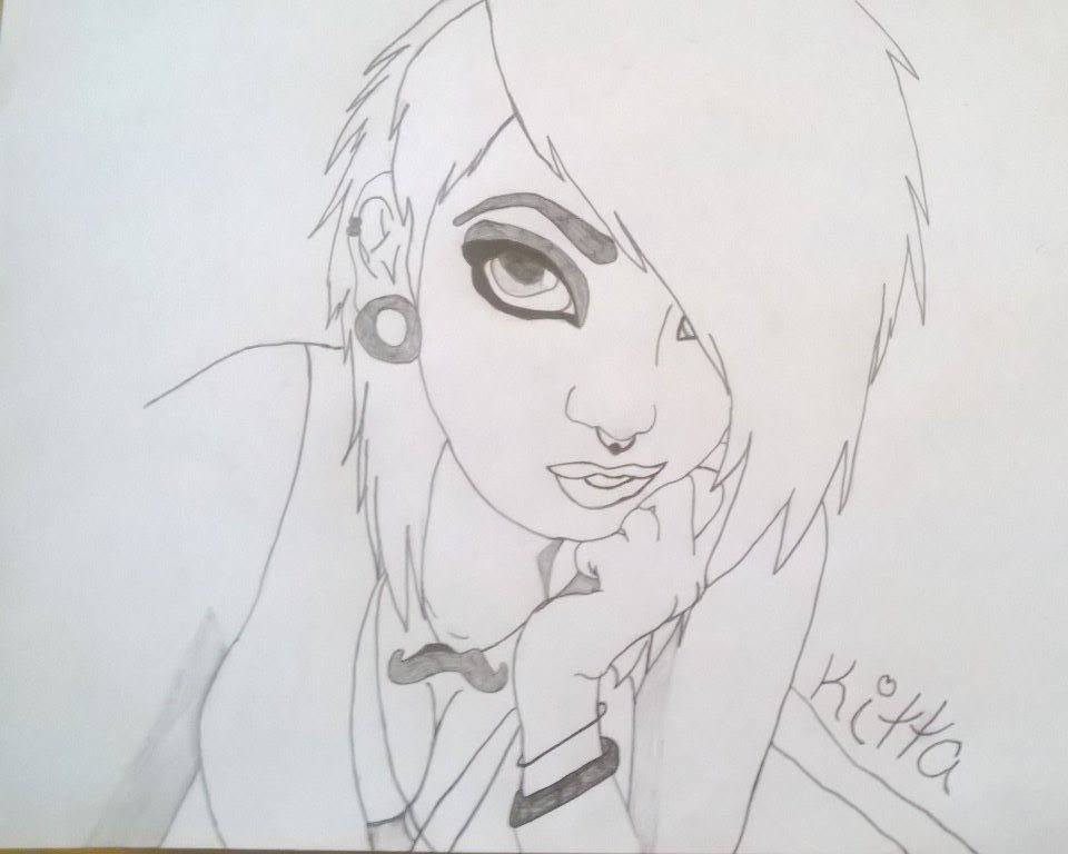 960x768 Emo Girl Sketch By Xkittax - Emo Girl Sketch