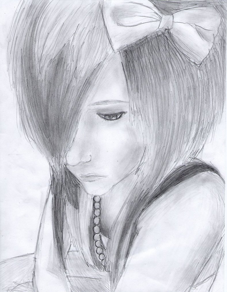 789x1013 Emo Scene Girl Drawing By Luckyraindrop - Emo Girl Sketch