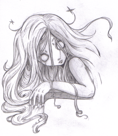 500x578 Scary Emo Girl Sketch P By ~suicidal Voodoo Doll - Emo Girl Sketch