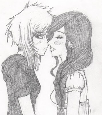 356x400 Emo Girl Drawing - Emo Girl Sketch