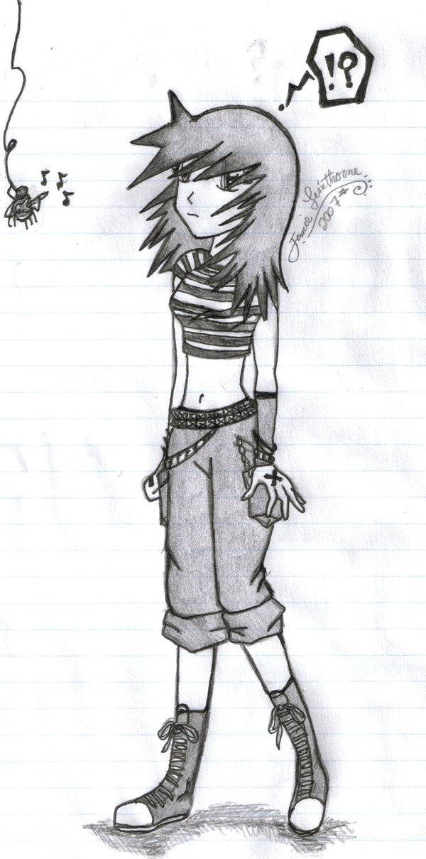 600x1209 Emo Girl Sketch By Narzaria - Emo Girl Sketch