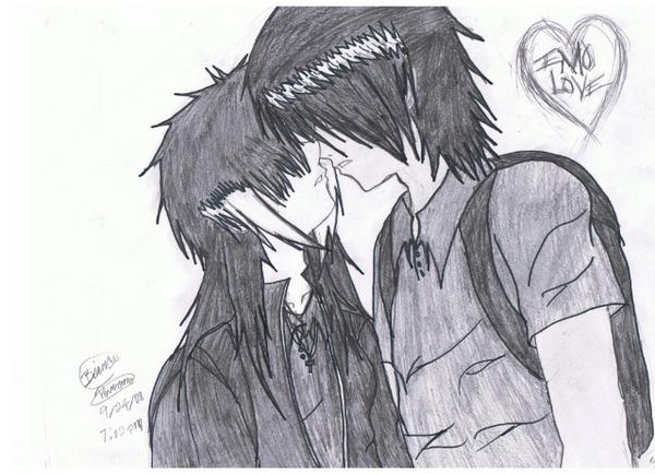 600x434 Emo Love By Darkwolf567 - Emo Love Sketches