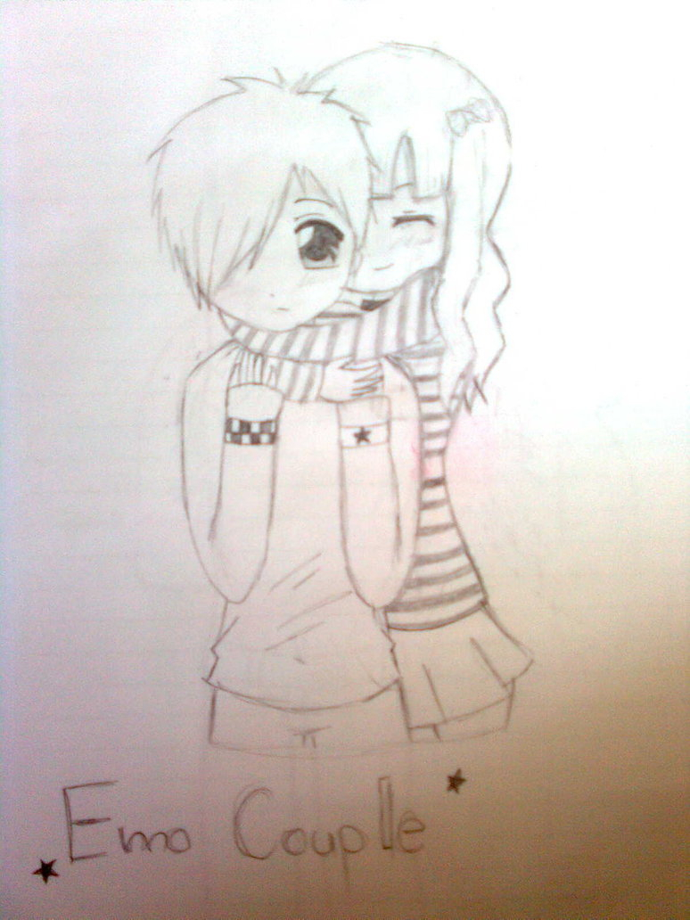 774x1032 Cute Emo Anime Drawings Cute Emo Couple Drawing At Getdrawings - Emo Sketches
