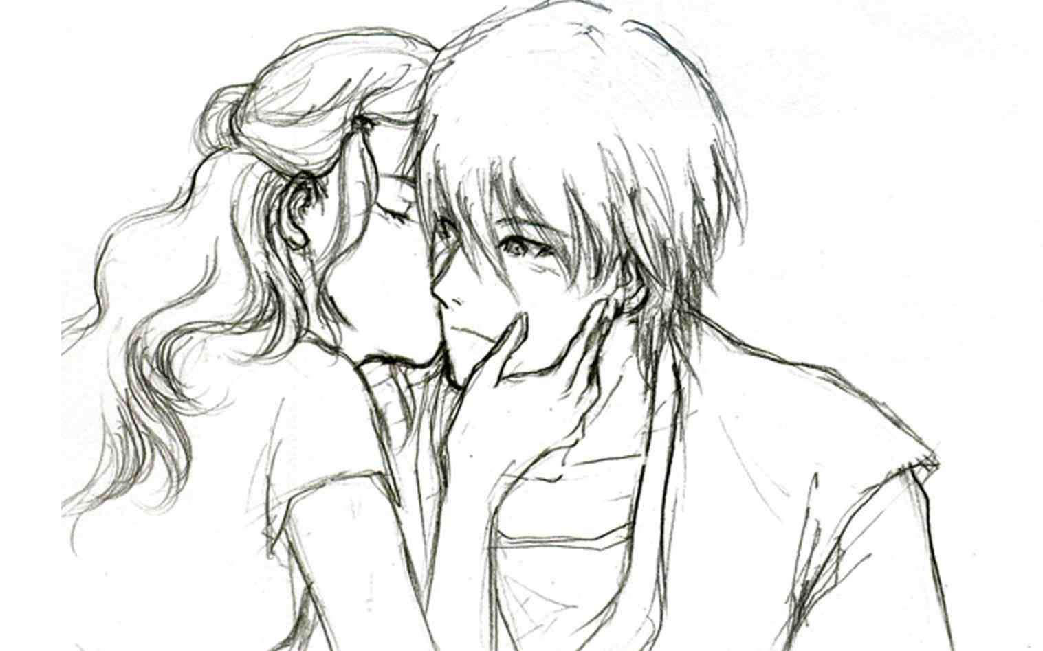 1517x948 Easy Drawing Of Girl And Boy In Love Girl With S Emo Sketches - Emo Sketches