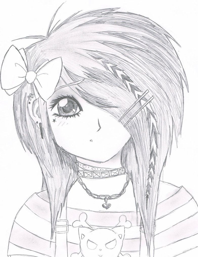 783x1020 Emo Drawings Emo Scene Gurl By ~kattify7764 Emo - Emo Sketches