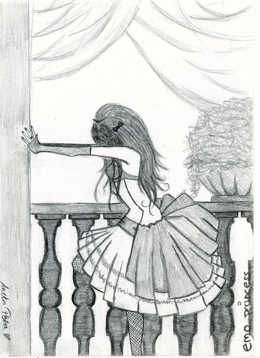 900x1239 Emo Drawings Emo Princess By Aneta177 Digital Art Drawings - Emo Sketches