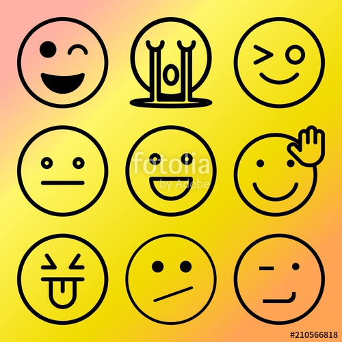 500x500 Vector Icon Set About Emoticon With 9 Icons Related To Attractive - Emoticon Sketch