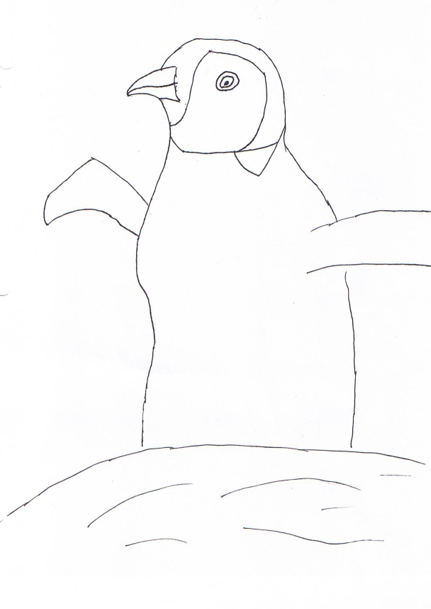 608x858 Emperor Penguin Chick Sketch By Polygon89 - Emperor Penguin Sketch