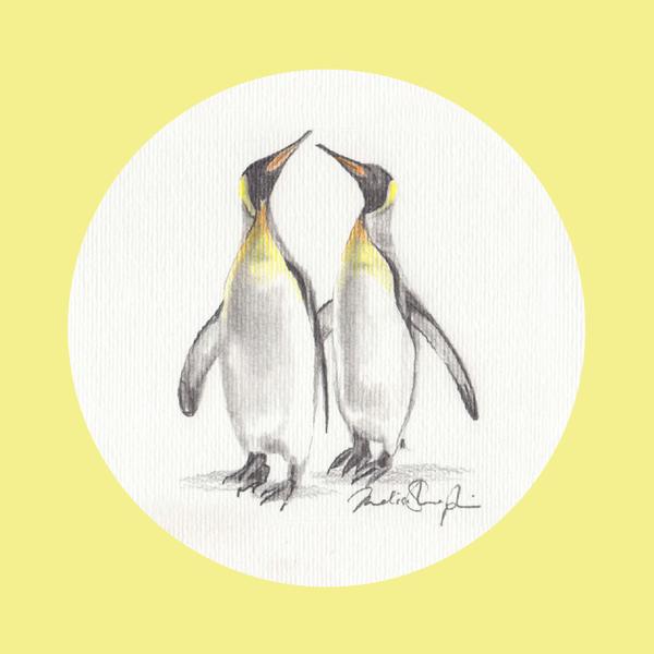 600x600 Emperor Penguins Greeting Card Melissa Sharplin - Emperor Penguin Sketch