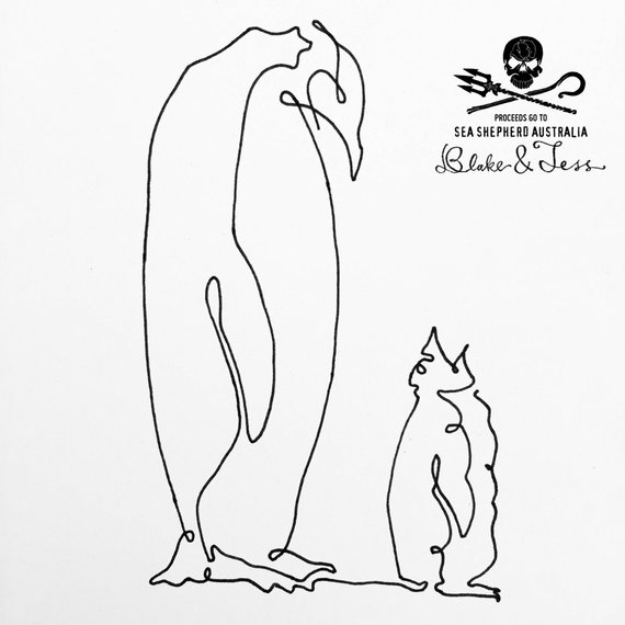 570x570 Emperor Penguins Single Line Drawing - Emperor Penguin Sketch