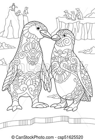 321x470 Emperor Penguins Couple. Coloring - Emperor Penguin Sketch