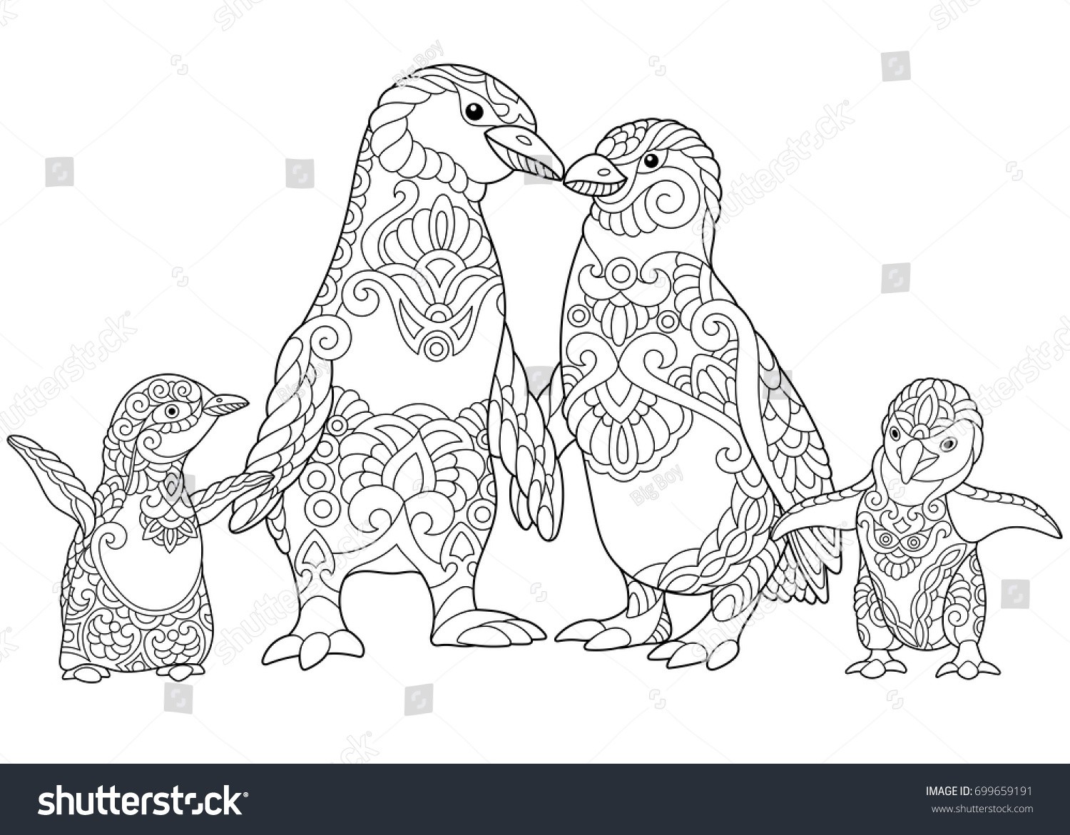 1500x1171 Stock Vector Coloring - Emperor Penguin Sketch