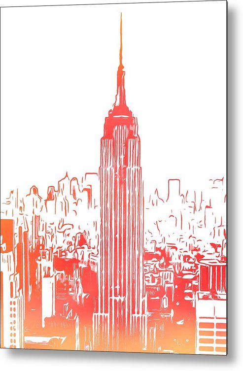493x753 Empire State Building And Manhattan Skyline Sketch Metal Print By - Empire Sketch