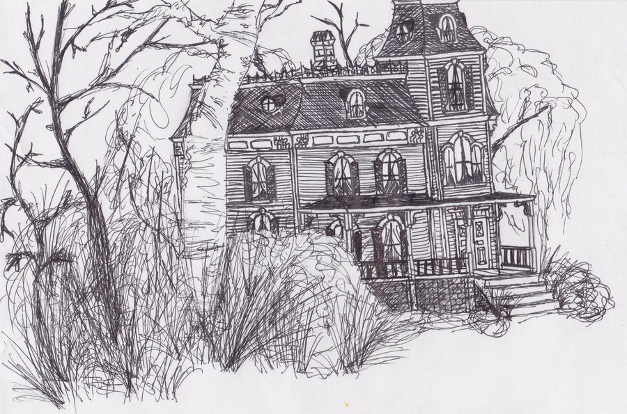 900x595 Second Empire House Ink Sketch By Tregnier2795 - Empire Sketch