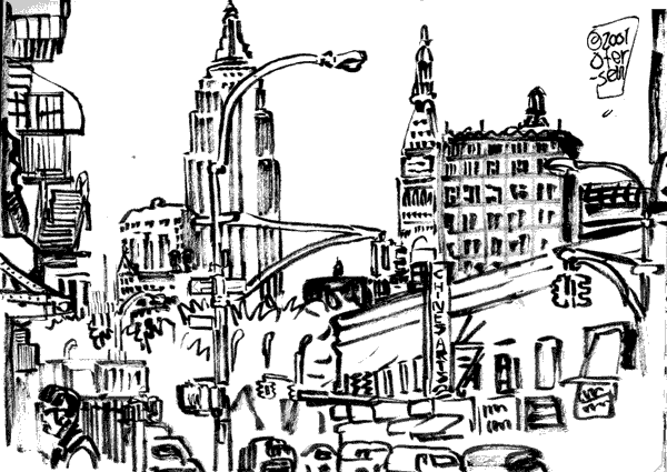 600x425 Sketch Of The Empire State Building From Broadway - Empire Sketch